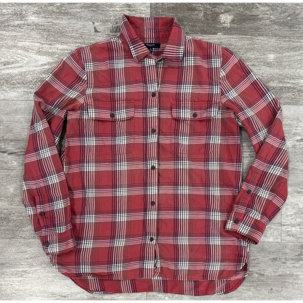 Madewell Plaid Womens Button Up Long Sleeve Shirt Size Small Soft Lightweight